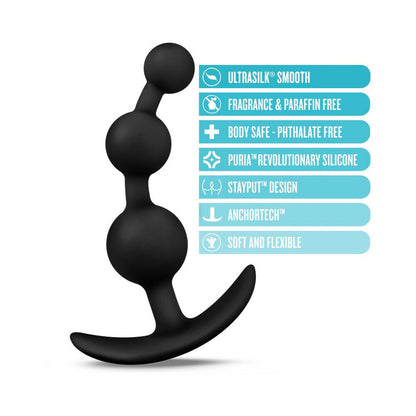 ANAL ADVENTURES PLATINUM SILICONE SMALL ANAL BEADS PLUG BLACK