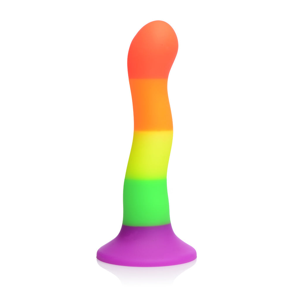 XR BRANDS - STRAP U PROUD RAINBOW SILICONE DILDO WITH HARNESS