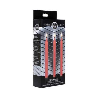 MASTER SERIES FIRE STICKS FETISH DRIP CANDLES 3-PIECE SET