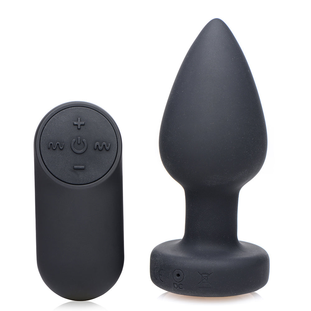 XR BRANDS - BOOTY SPARKS RECHARGEABLE LIGHT UP VIBRATING ANAL PLUG WITH REMOTE CONTROL MEDIUM