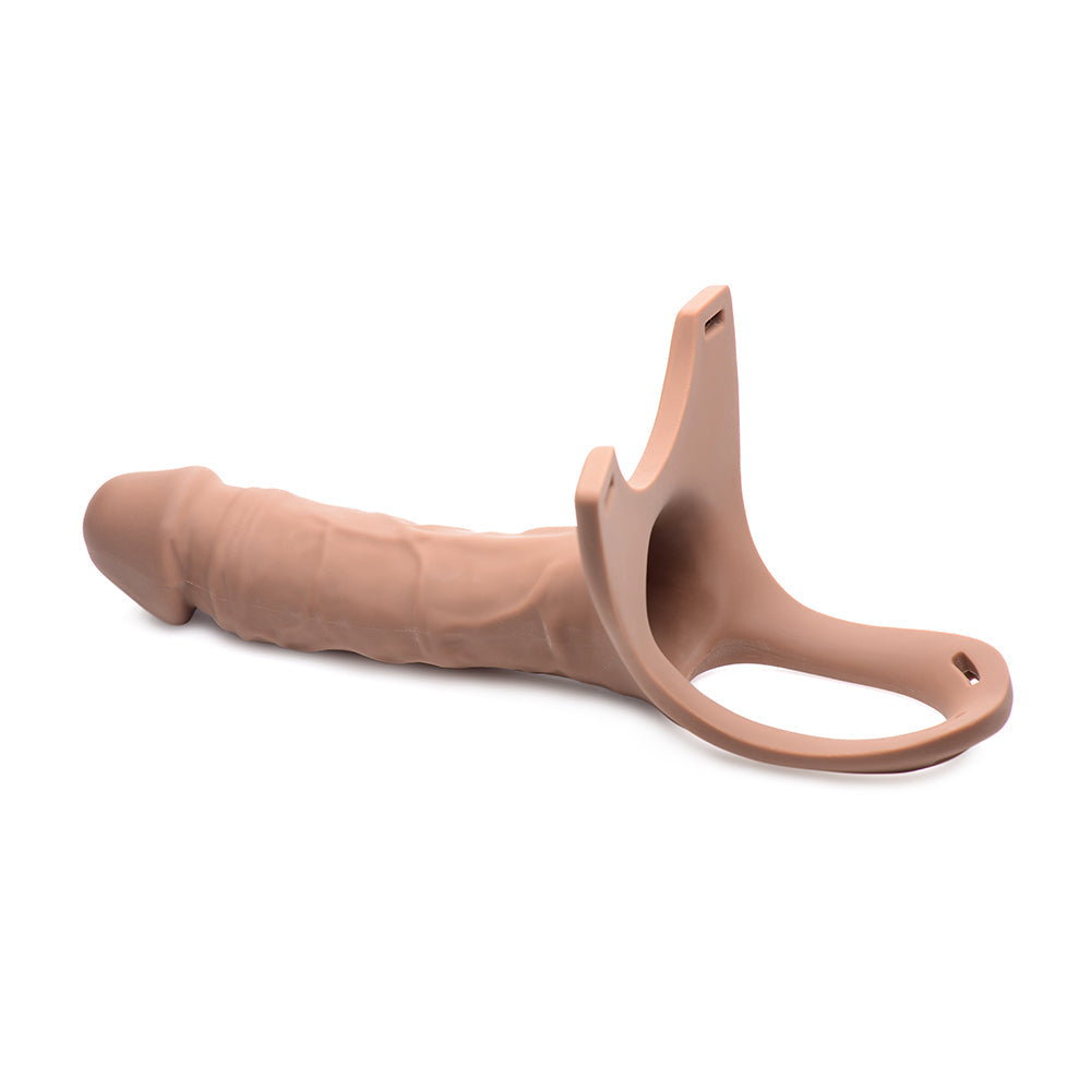XR BRANDS - SIZE MATTERS HOLLOW SILICONE DILDO STRAP-ON BEIGE