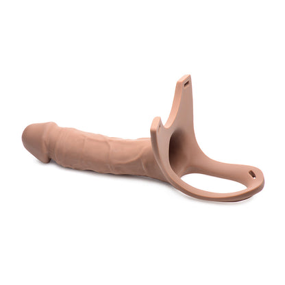 XR BRANDS - SIZE MATTERS HOLLOW SILICONE DILDO STRAP-ON BEIGE