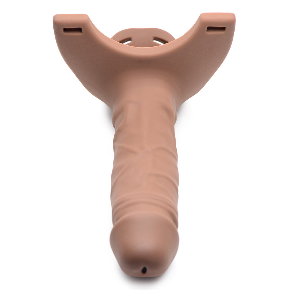 XR BRANDS - SIZE MATTERS HOLLOW SILICONE DILDO STRAP-ON BEIGE