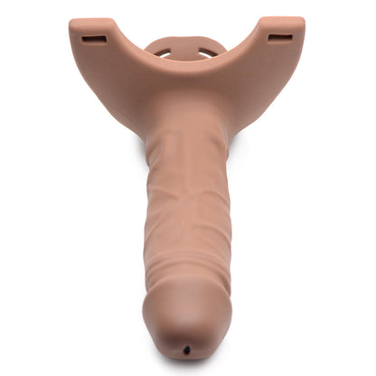 XR BRANDS - SIZE MATTERS HOLLOW SILICONE DILDO STRAP-ON BEIGE