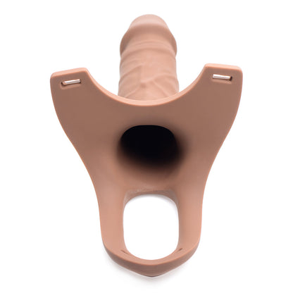 XR BRANDS - SIZE MATTERS HOLLOW SILICONE DILDO STRAP-ON BEIGE