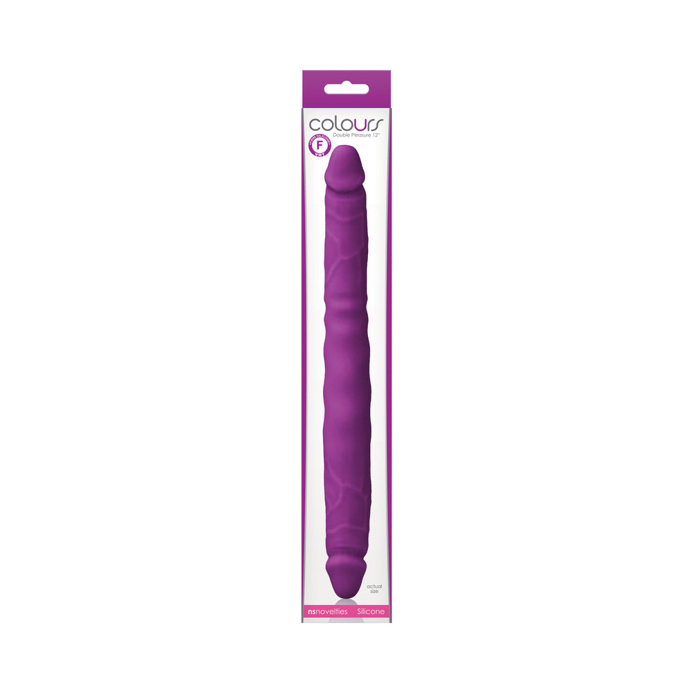 COLOURS DOUBLE PLEASURE 12 IN. DUAL ENDED DILDO PURPLE