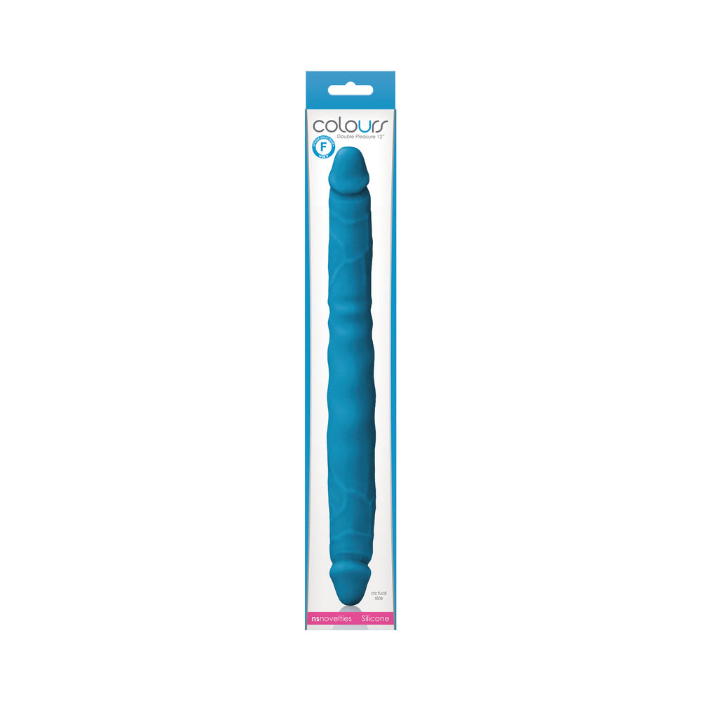 COLOURS DOUBLE PLEASURE 12 IN. DUAL ENDED DILDO BLUE