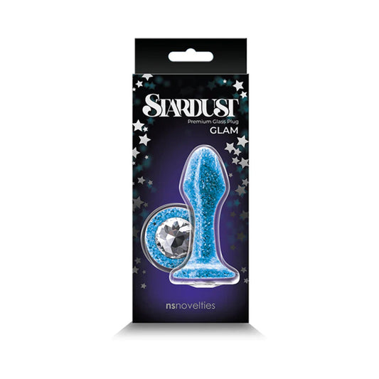 NS NOVELTIES - STARDUST GLAM GLASS PLUG WITH GEM BASE BLUE