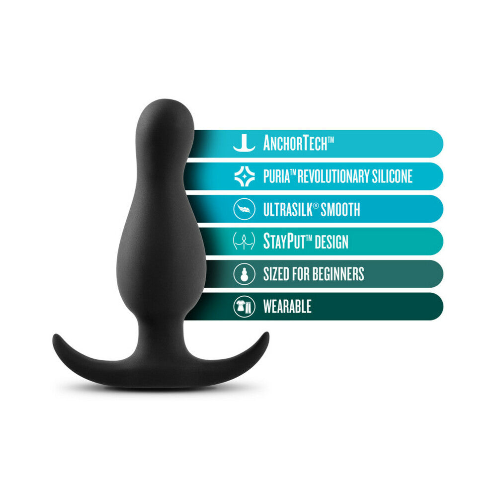 ANAL ADVENTURES PLATINUM SILICONE CURVE PLUG BLACK