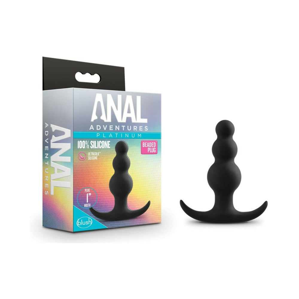 BLUSH - ANAL ADVENTURES PLATINUM SILICONE BEADED PLUG BLACK