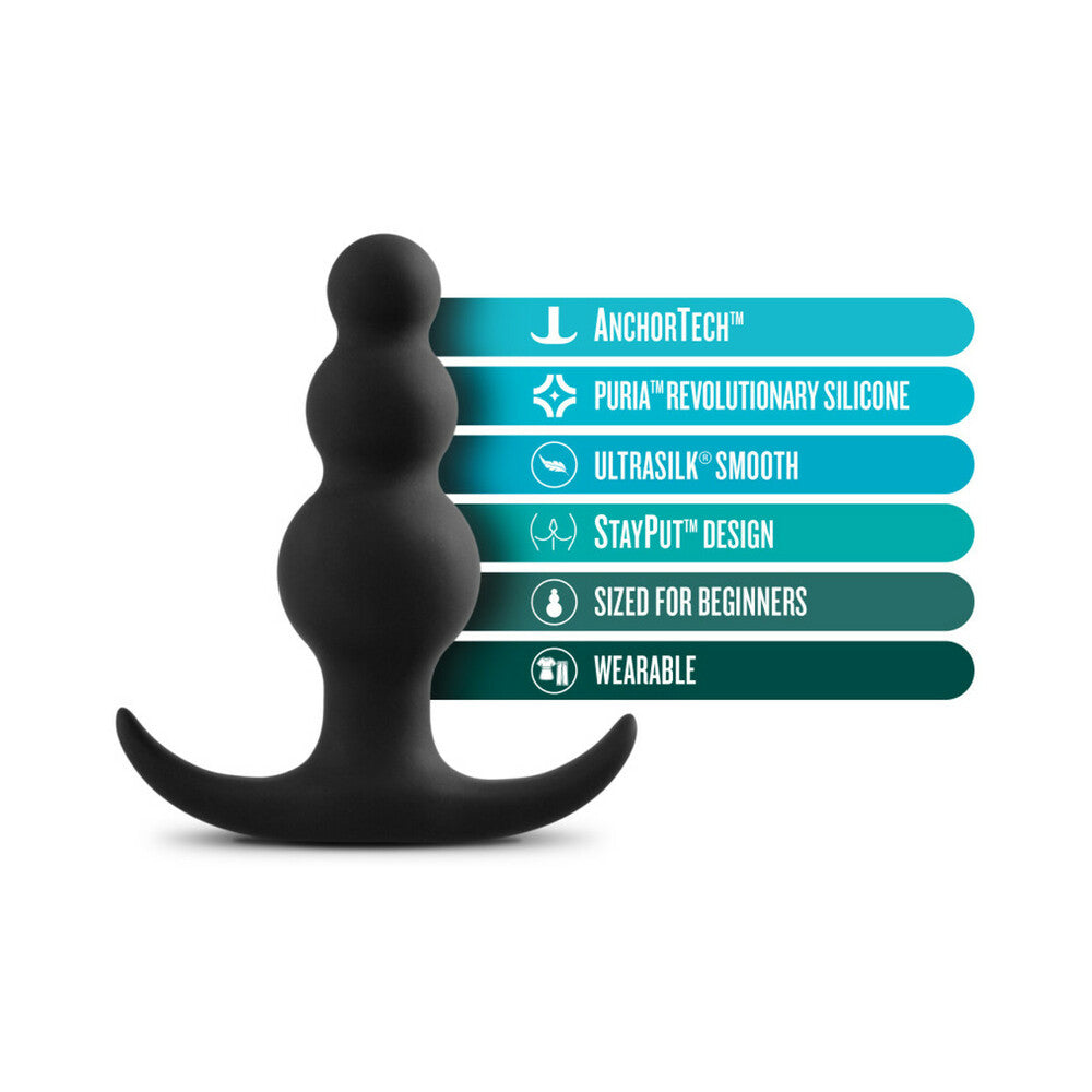 BLUSH - ANAL ADVENTURES PLATINUM SILICONE BEADED PLUG BLACK