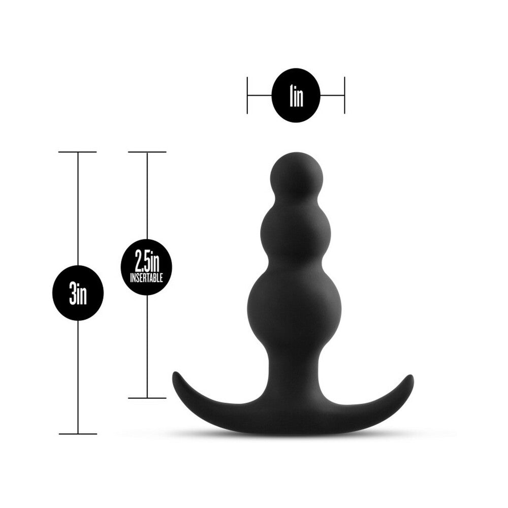 BLUSH - ANAL ADVENTURES PLATINUM SILICONE BEADED PLUG BLACK