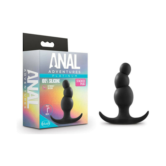 ANAL ADVENTURES PLATINUM SILICONE STACKED PLUG BLACK