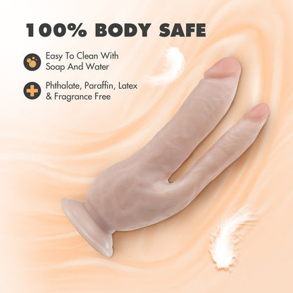 DR. SKIN DP COCK REALISTIC 8 IN. DUAL ENTRY DILDO BEIGE