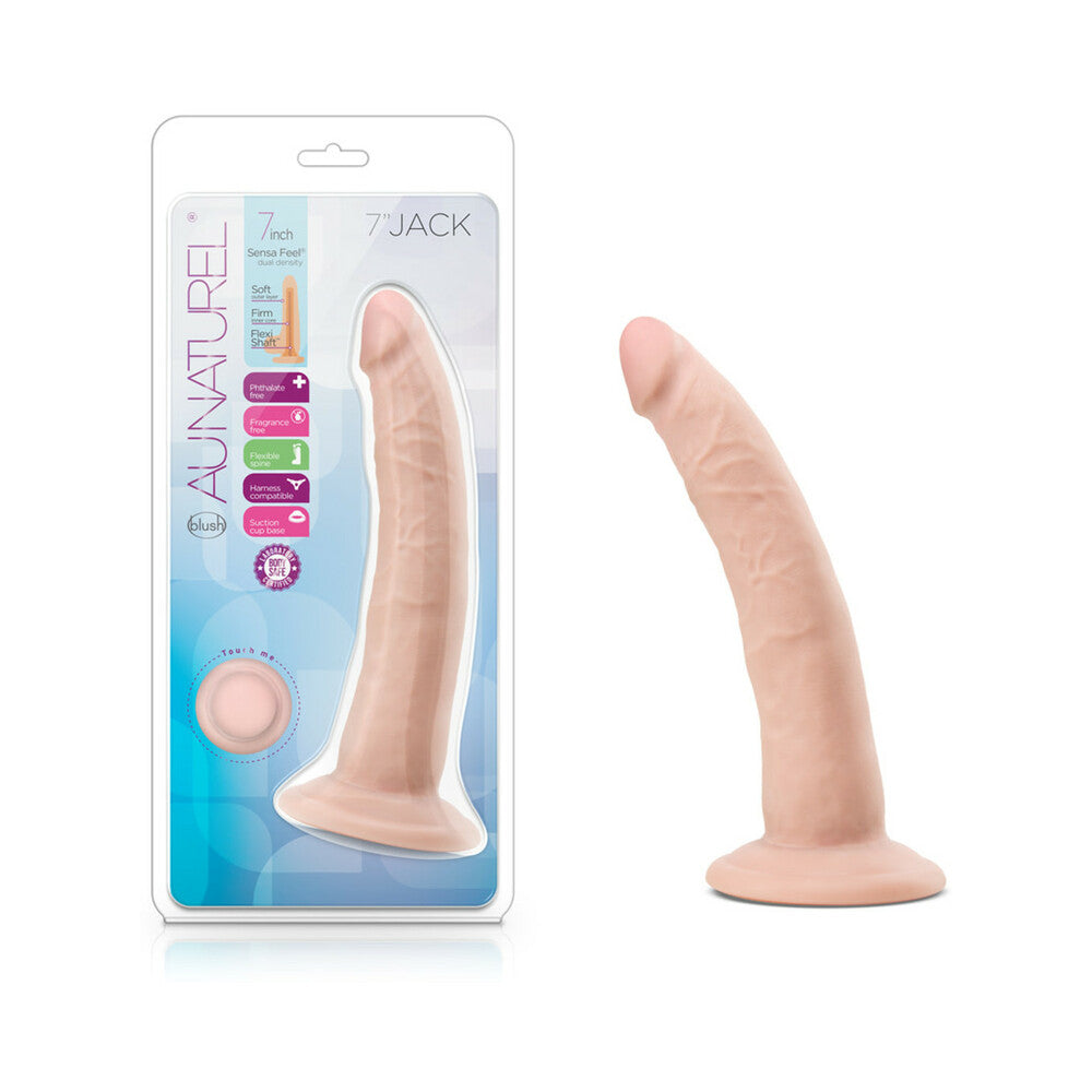 AU NATUREL JACK 7.5 IN. POSABLE DUAL DENSITY DILDO BEIGE