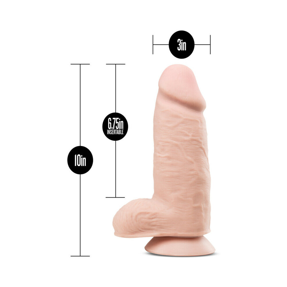 AU NATUREL 2.75 POUNDER 10 IN. POSABLE DUAL DENSITY DILDO WITH BALLS BEIGE