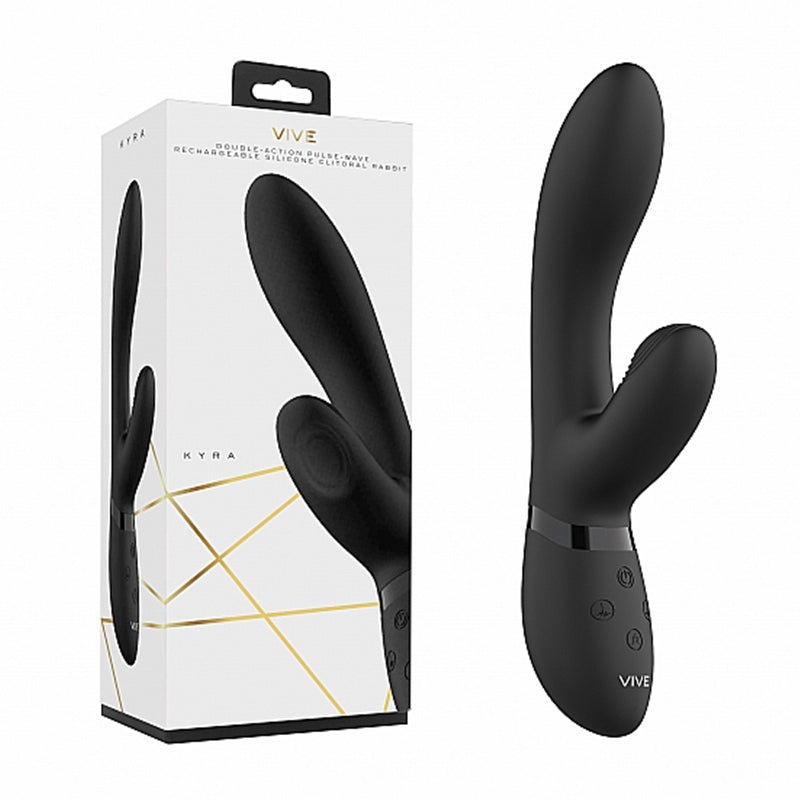 VIVE KYRA RECHARGEABLE PULSE-WAVE SILICONE RABBIT VIBRATOR BLACK