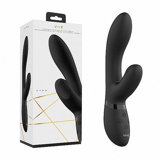 VIVE KYRA RECHARGEABLE PULSE-WAVE SILICONE RABBIT VIBRATOR BLACK
