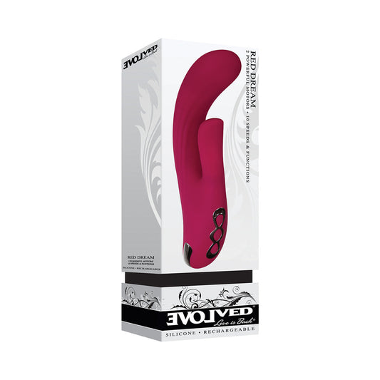 EVOLVED - RED DREAM STIMULATEUR DOUBLE EN SILICONE RECHARGEABLE