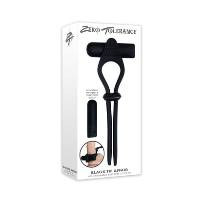 ZERO TOLERANCE - BLACK TIE AFFAIR RECHARGEABLE SILICONE COCK TIE COCKRING BLACK