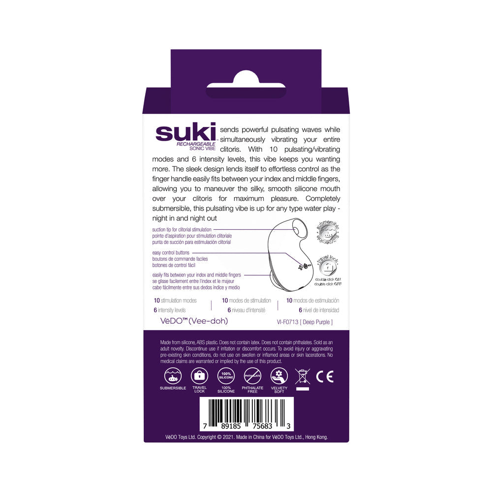 VEDO SUKI SONIC SUCTION RECHARGEABLE VIBRATOR DEEP PURPLE