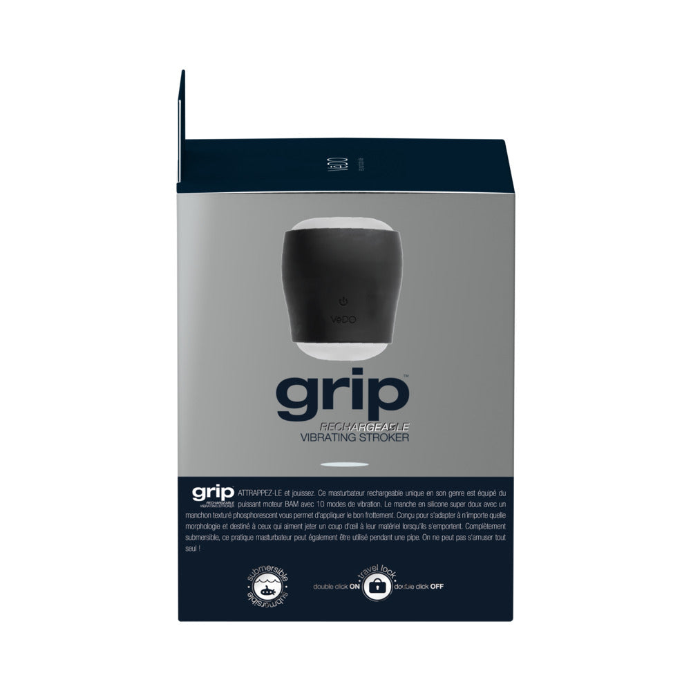 GRIP RECHARGEABLE VIBRATING SLEEVE BLACK