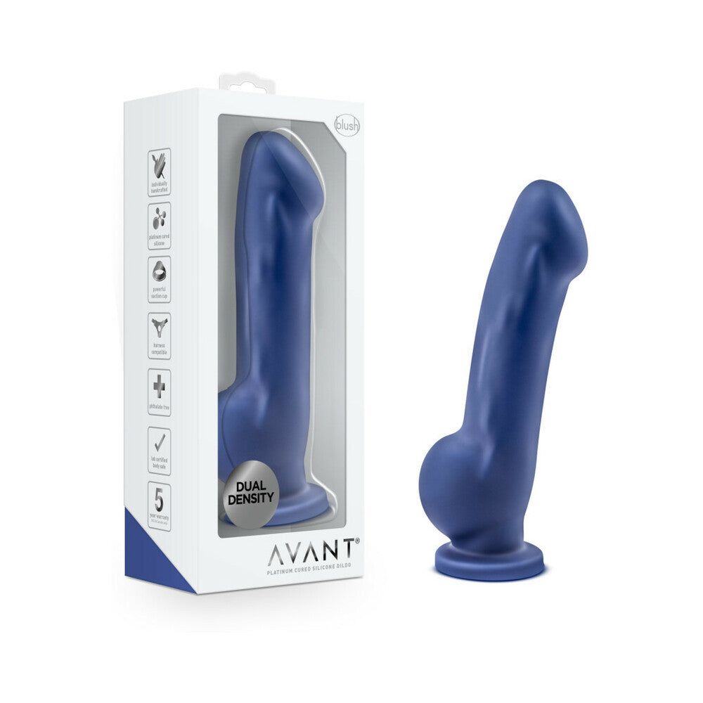 AVANT D8 ERGO 7.5 IN. DUAL DENSITY SILICONE DILDO INDIGO