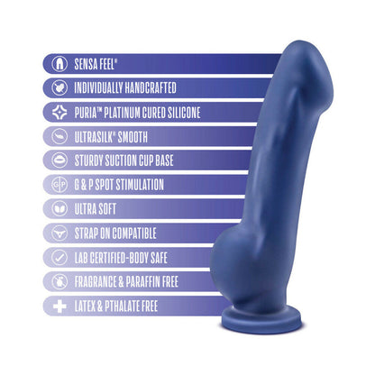 AVANT D8 ERGO 7.5 IN. DUAL DENSITY SILICONE DILDO INDIGO