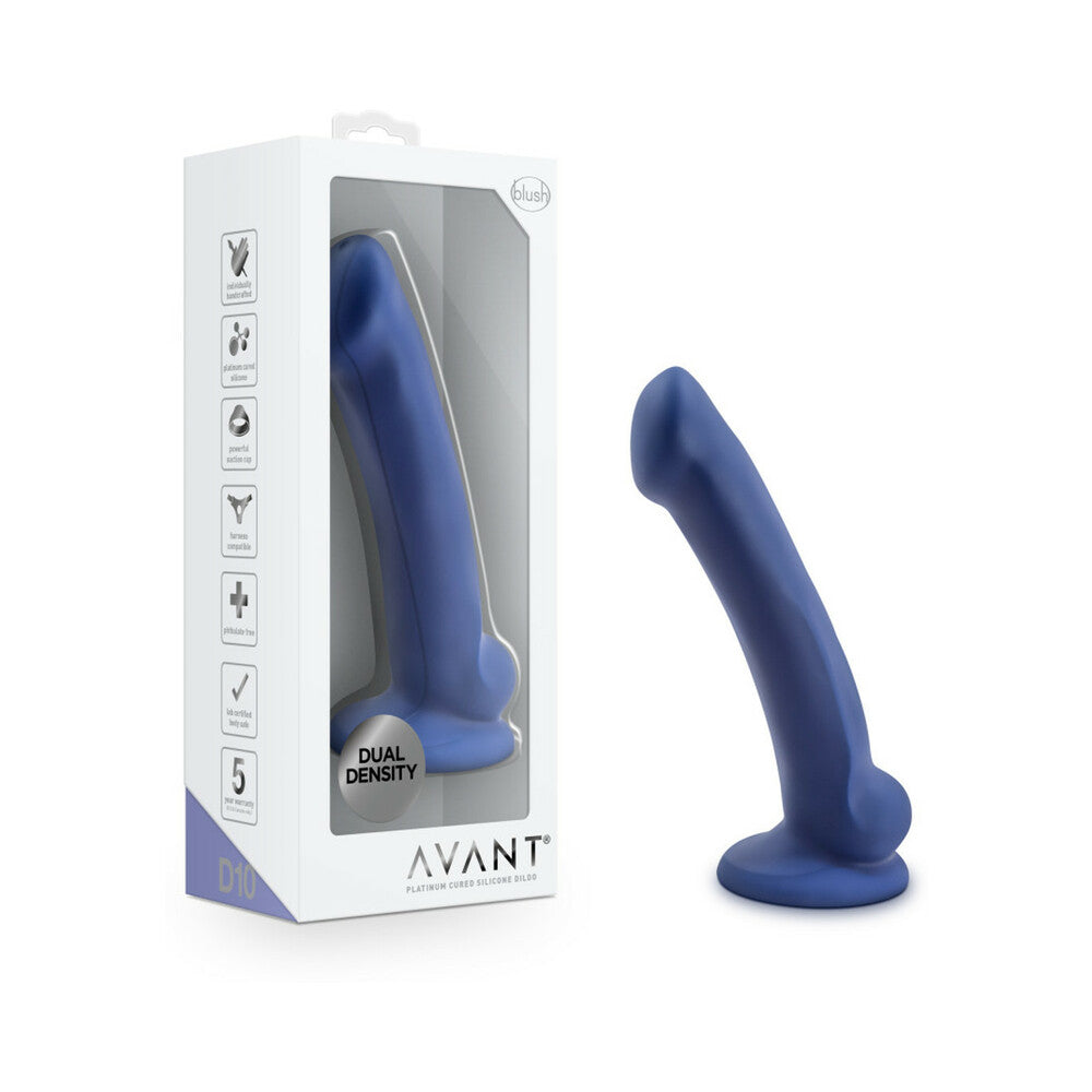 AVANT D10 ERGO MINI 7 IN. DUAL DENSITY SILICONE DILDO INDIGO