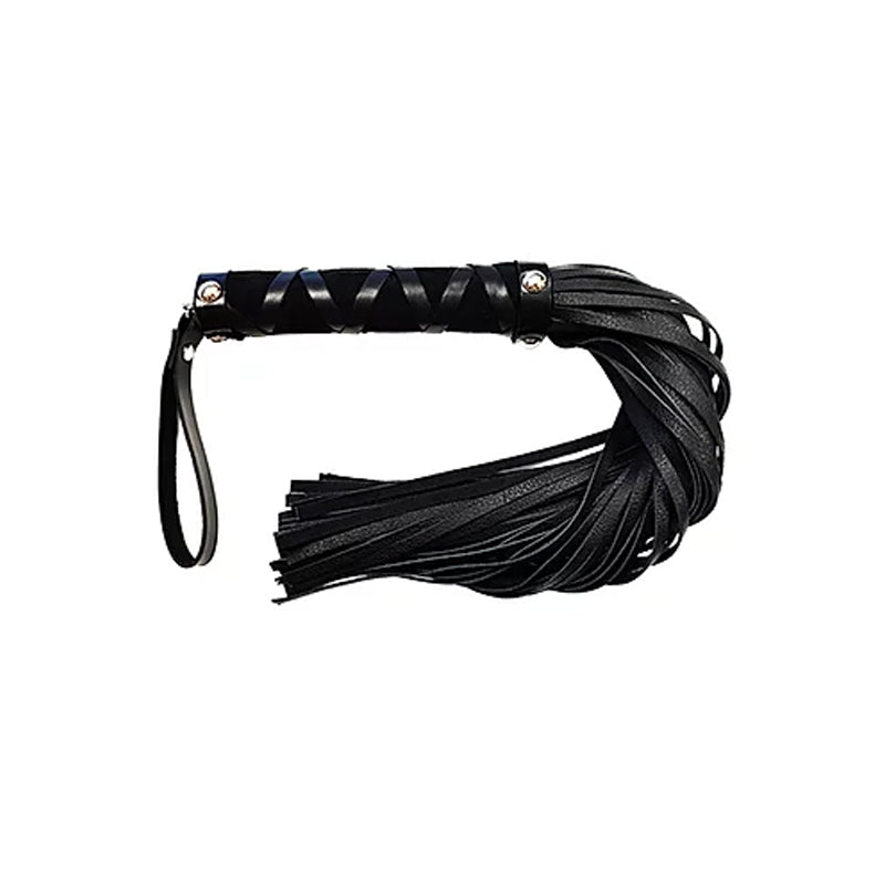 ROUGE GARMENTS - SHORT LEATHER FLOGGER WITH STUDDED HANDLE - BLACK