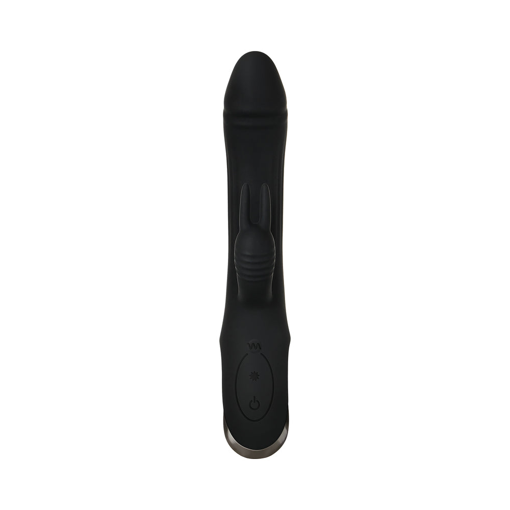 EVOLVED TRIFECTA RECHARGEABLE DUAL ENTRY TRIPLE STIMULATION SILICONE RABBIT VIBRATOR BLACK