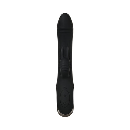 EVOLVED TRIFECTA RECHARGEABLE DUAL ENTRY TRIPLE STIMULATION SILICONE RABBIT VIBRATOR BLACK