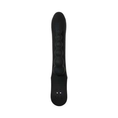 EVOLVED TRIFECTA RECHARGEABLE DUAL ENTRY TRIPLE STIMULATION SILICONE RABBIT VIBRATOR BLACK
