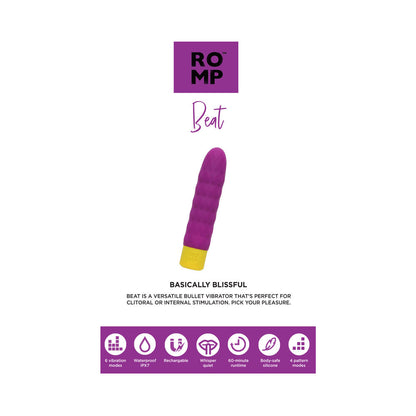 ROMP BEAT RECHARGEABLE SILICONE BULLET VIBRATOR LIGHT PURPLE
