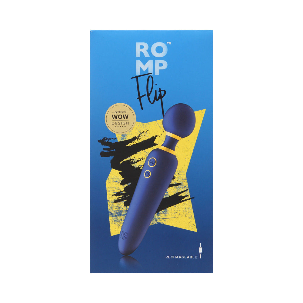 ROMP FLIP RECHARGEABLE SILICONE WAND MASSAGER BLUE