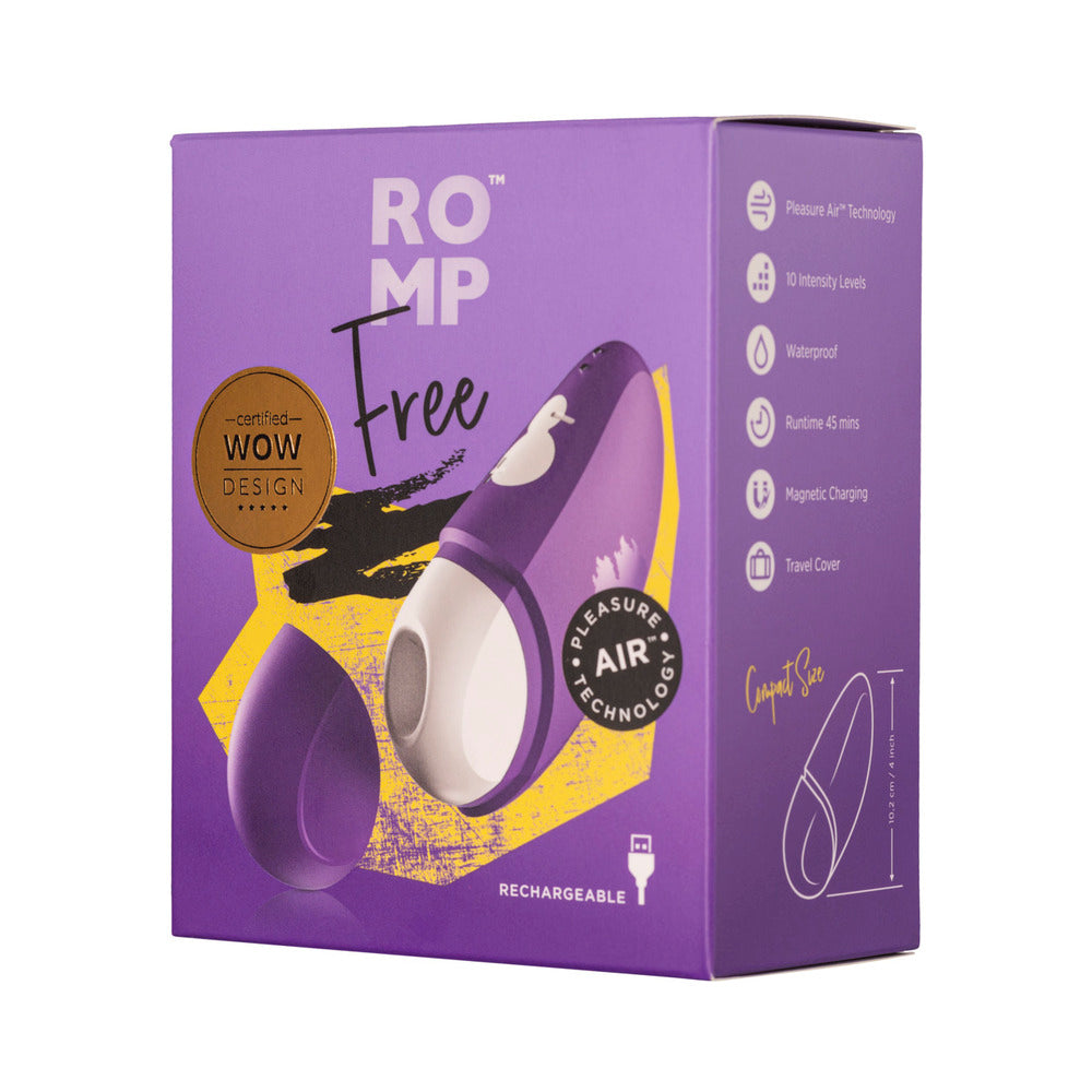 ROMP - FREE RECHARGEABLE SILICONE PLEASURE AIR CLITORAL VIBRATOR PURPLE