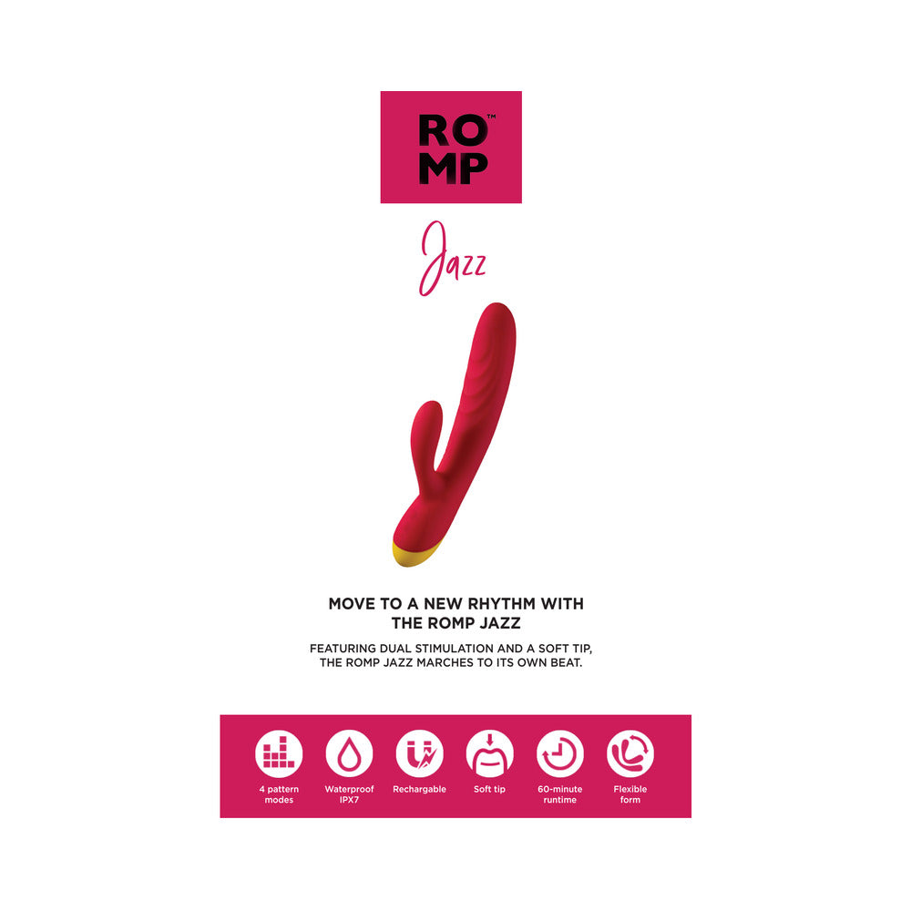 ROMP - JAZZ RECHARGEABLE SILICONE RABBIT VIBRATOR BERRY