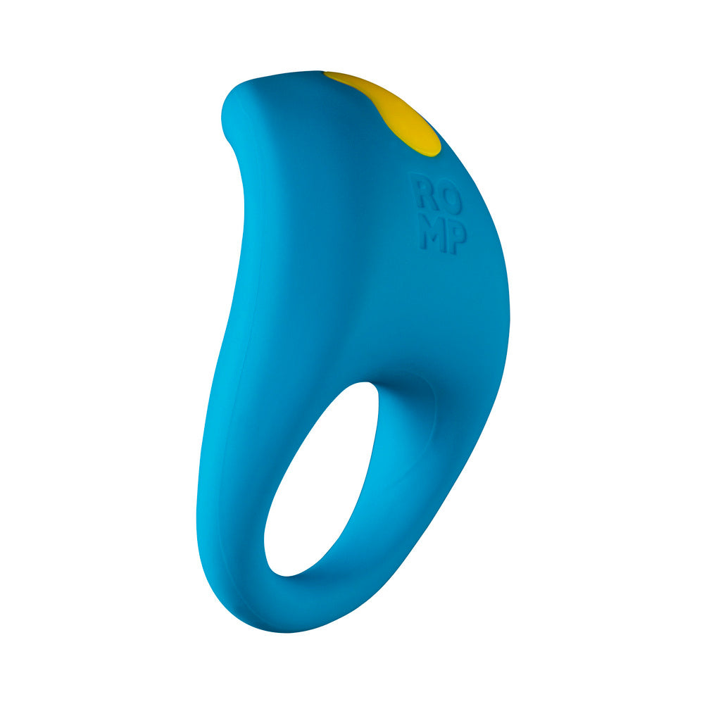 ROMP - ANILLO VIBRADOR DE SILICONA RECARGABLE PARA PENE JUKE, AZUL CLARO