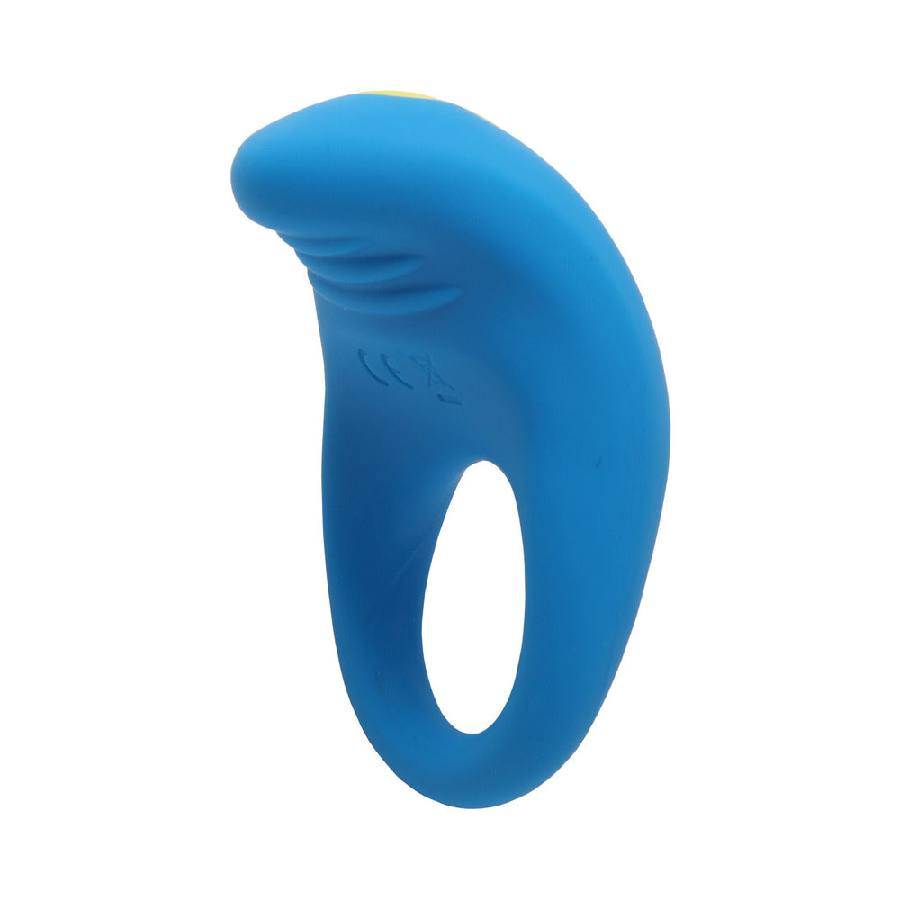 ROMP - ANILLO VIBRADOR DE SILICONA RECARGABLE PARA PENE JUKE, AZUL CLARO