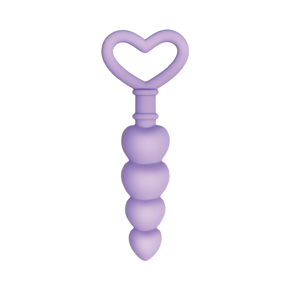 EVOLVED - SWEET TREAT HEART-SHAPED BEADED SILICONE ANAL PLUG LIGHT PURPLE