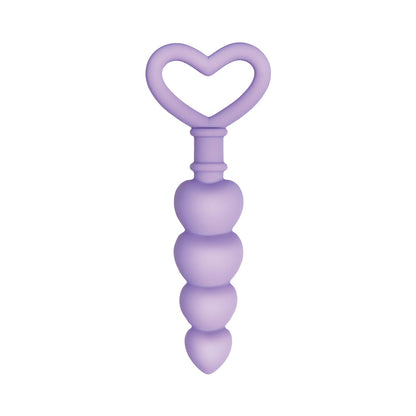 EVOLVED - SWEET TREAT HEART-SHAPED BEADED SILICONE ANAL PLUG LIGHT PURPLE