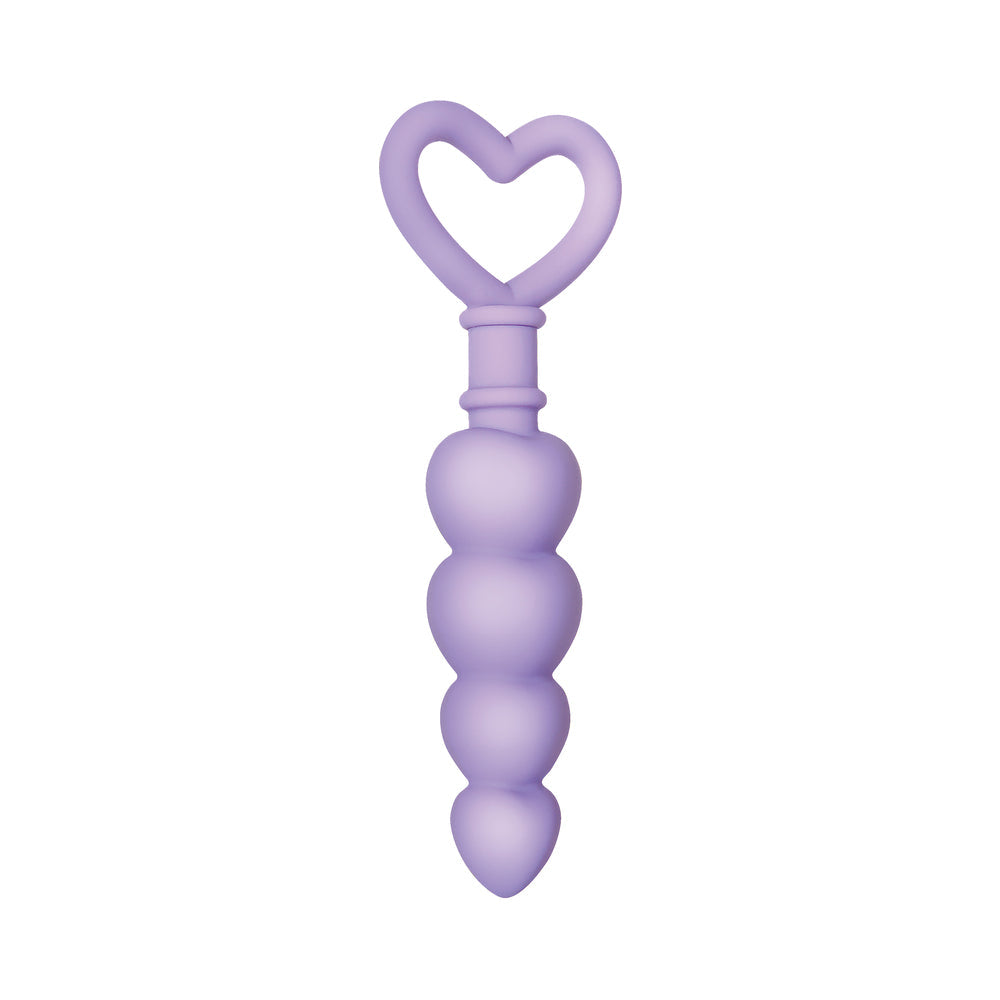 EVOLVED - SWEET TREAT HEART-SHAPED BEADED SILICONE ANAL PLUG LIGHT PURPLE