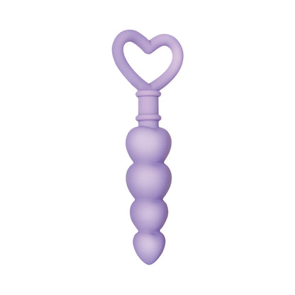 EVOLVED - SWEET TREAT HEART-SHAPED BEADED SILICONE ANAL PLUG LIGHT PURPLE