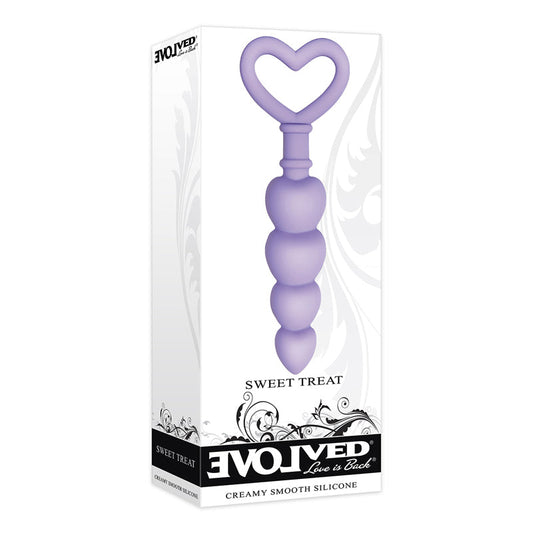 EVOLVED - TAPÓN ANAL DE SILICONA CON CUENTAS EN FORMA DE CORAZÓN DULCE CAPRICHO, MORADO CLARO