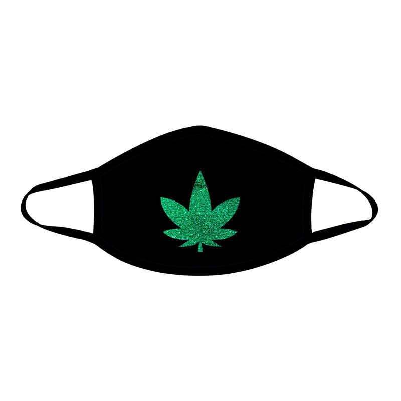 NEVA NUDE - DOPE AF GREEN GLITTER WEED LEAF BLACK FACE MASK