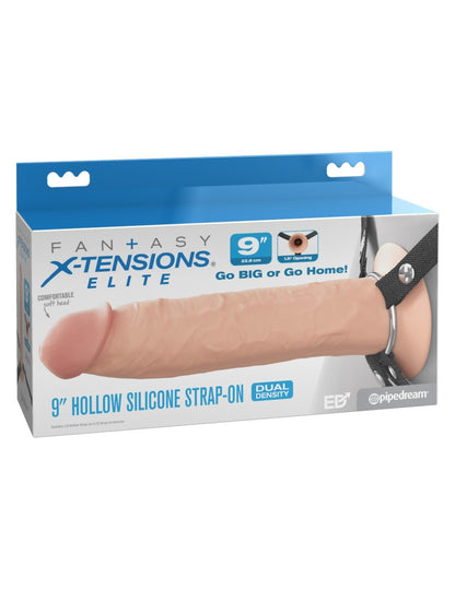 PIPEDREAM - FANTASY X-TENSIONS ELITE - 9" SILICONE HOLLOW STRAP-ON DUAL DENSITY