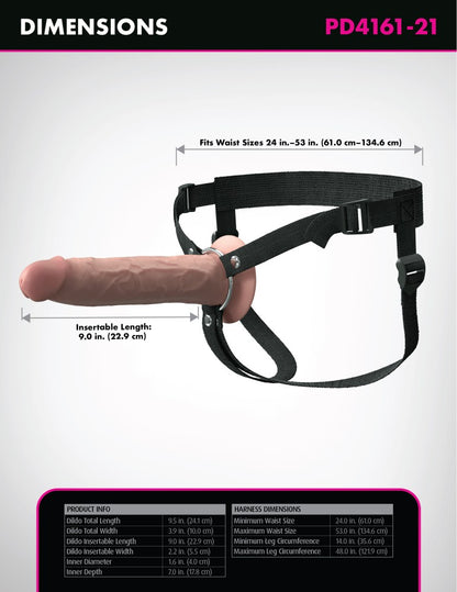 PIPEDREAM - FANTASY X-TENSIONS ELITE - 9" SILICONE HOLLOW STRAP-ON DUAL DENSITY
