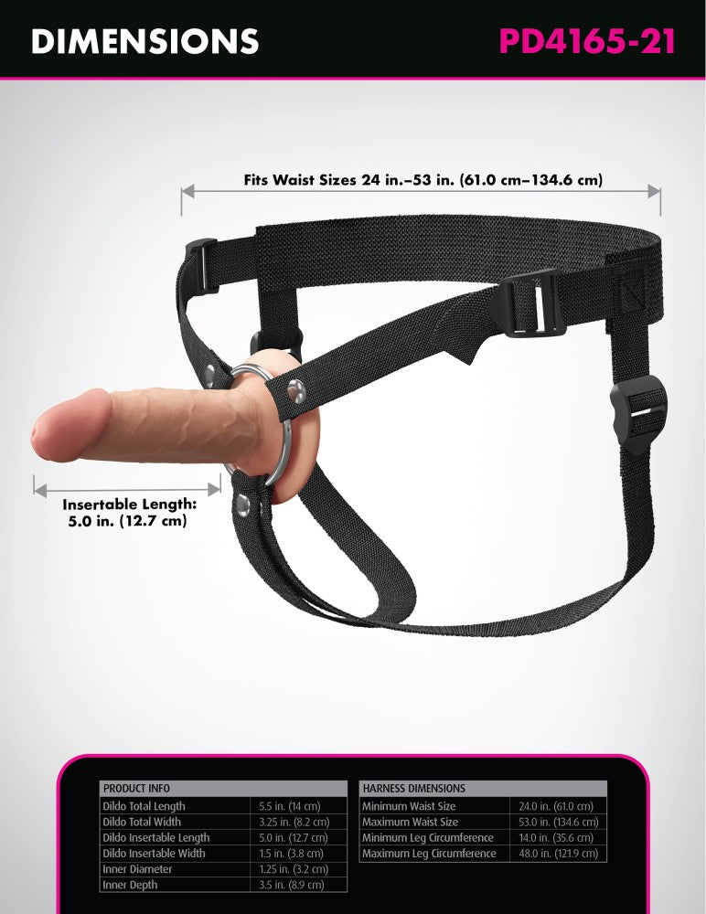 PIPEDREAM - FANTASY X-TENSIONS ELITE - 5" SILICONE HOLLOW STRAP-ON DUAL DENSITY