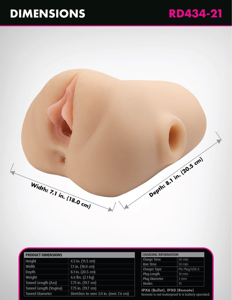 PIPEDREAM - PDX PLUS - DOUBLE POUNDER VIBRATING SQUEEZE STROKER