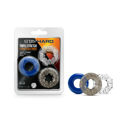 BLUSH - STAY HARD TRIPLE STRETCH COCKRINGS 3-PACK ASSORTED COLORS